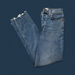 Re/Done Classic Denim Jeans Distressed Hem Vintage Wash Size 24